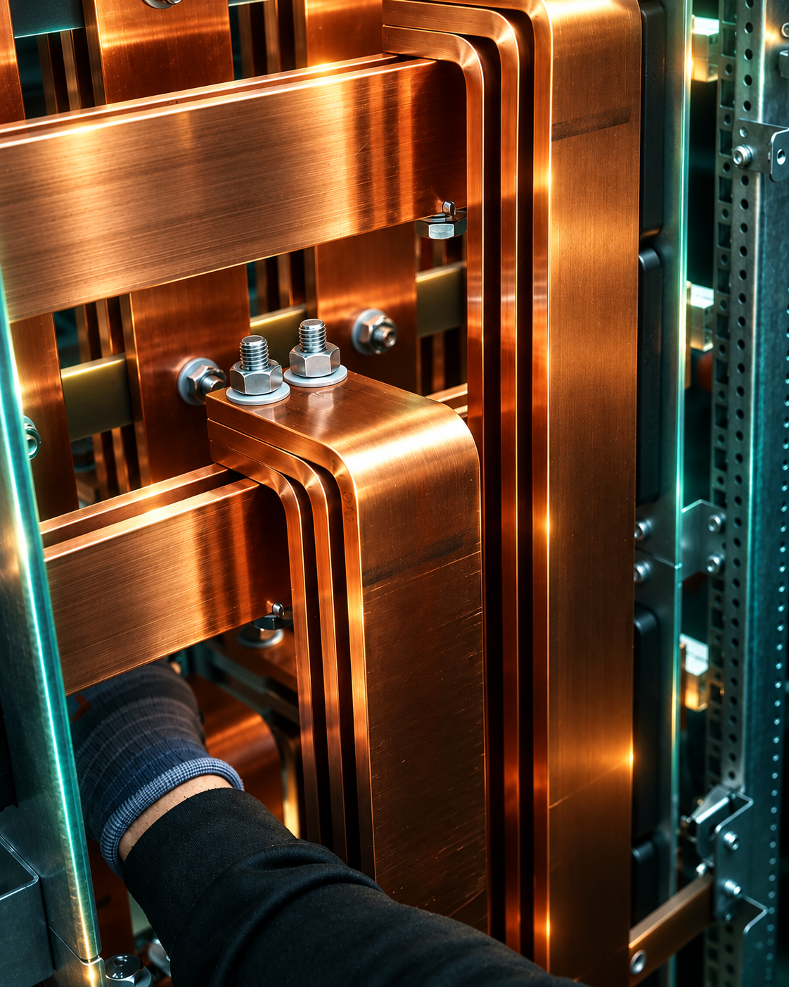 Kupferschienen einer Hauptverteilung